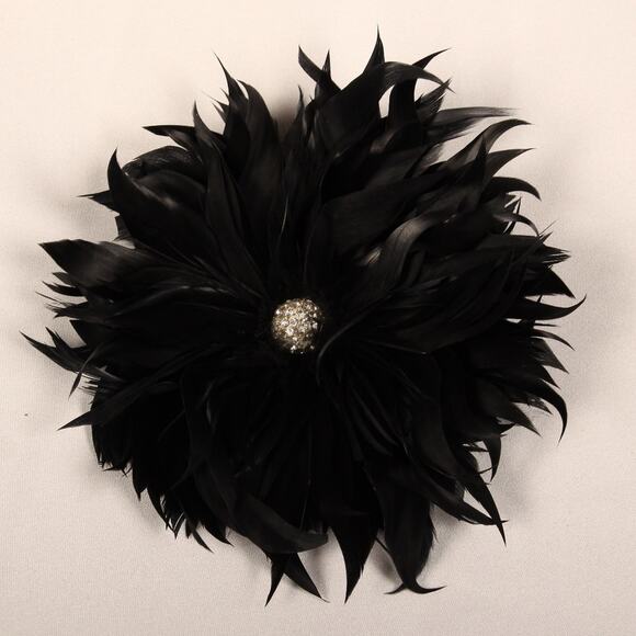 Your Dream Dress Exclusive Black Feather Crystal Hair Flower Headpiece